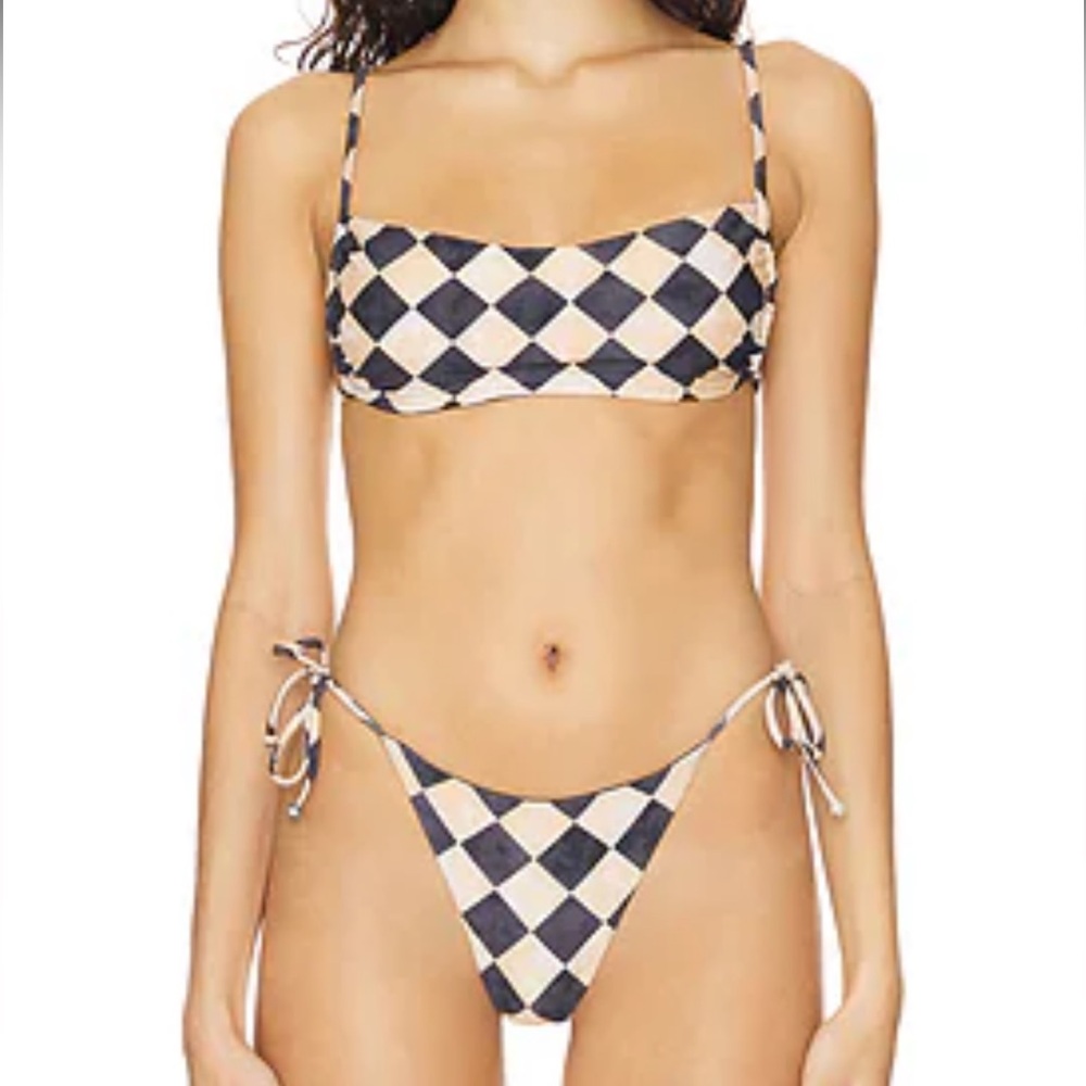 NWT! WeWoreWhat Cowl Checkered Bikini Top